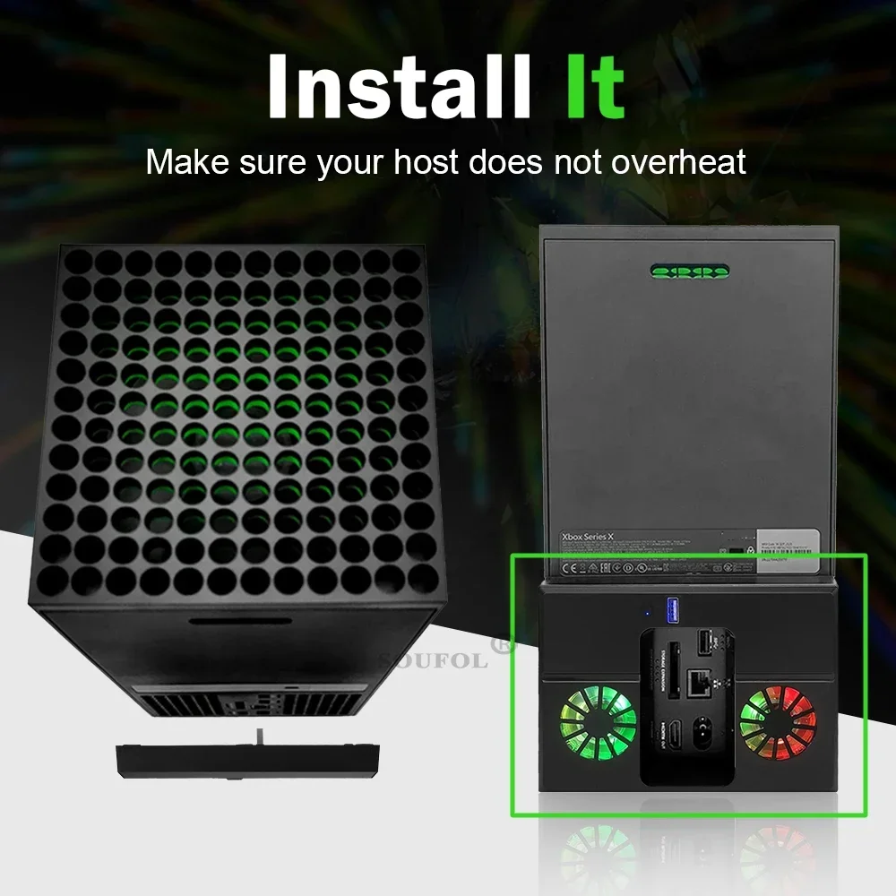 RGB Cooling Fan For Xbox Series X Console Game Host Cooling Fan Dock Bases Brackets Vertical Stand Host Side Radiators For Xbox view 6
