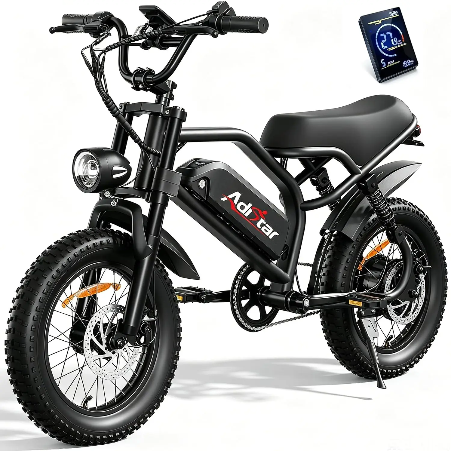 16" Electric Bike for Adults/Teens, Peak 1500W & 65 Miles Long Range, 48V 15.6Ah Battery, Full Suspension Fat Tire, Customized