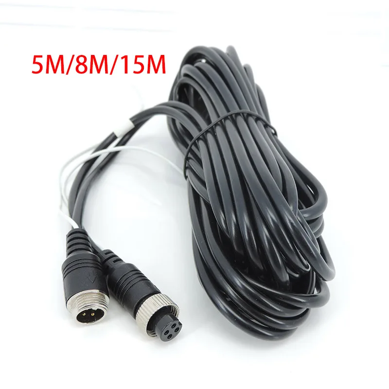 5m 8m 15m GX12 4Pin Aviation Male to Female Extention Cable 2 wire Power Trigger Rear view Camera Truck Trailer