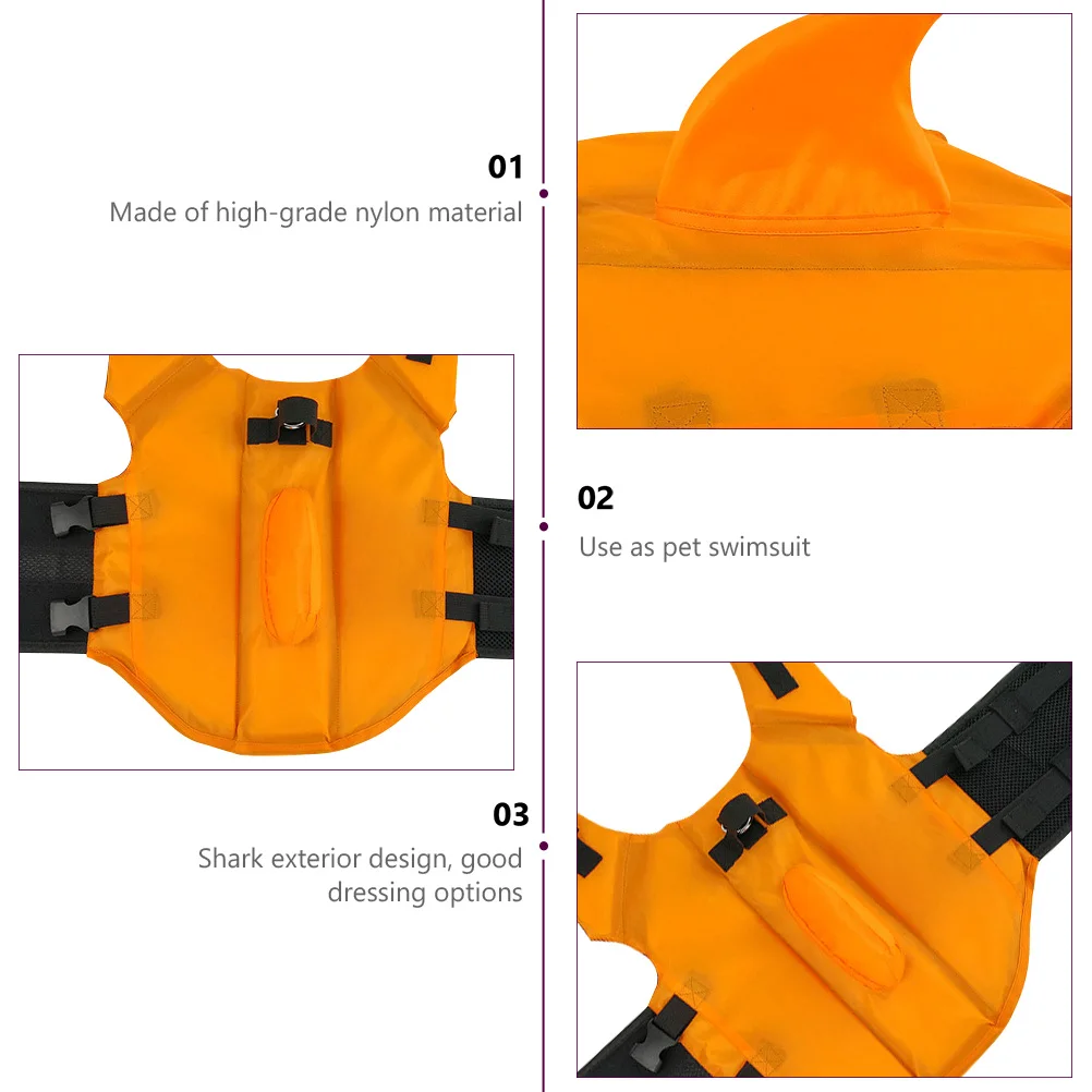 

Shark Fin Dog Swimwear Pet Life Vest Nylon Puppy Safety Vest Double Buckle Adhesive Strip Water Pool Lake Ocean Floating