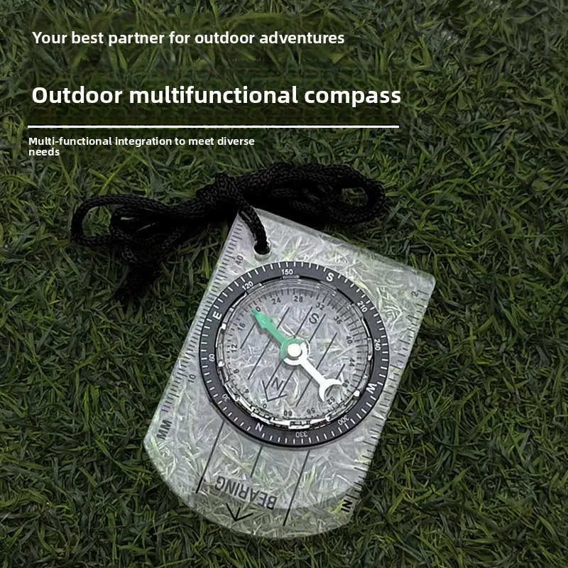 Outdoor transparent, mini acrylic scale compass, map scale lanyard compass