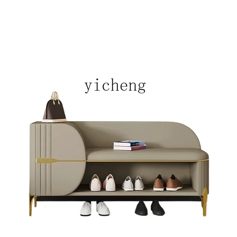 XL shoe cabinet can sit on shoe changing stool, household leather large-capacity shoe stool