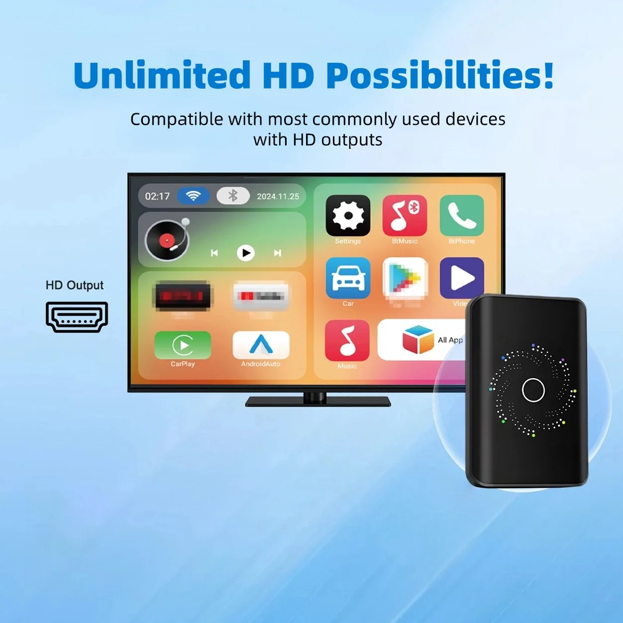 3in1 AI Box Android12 Wireless CarPlay Android محول 4Core Ram 2GB ROM 16GB التوصيل والتشغيل يدعم التطبيق تنزيل HD الإخراج #3