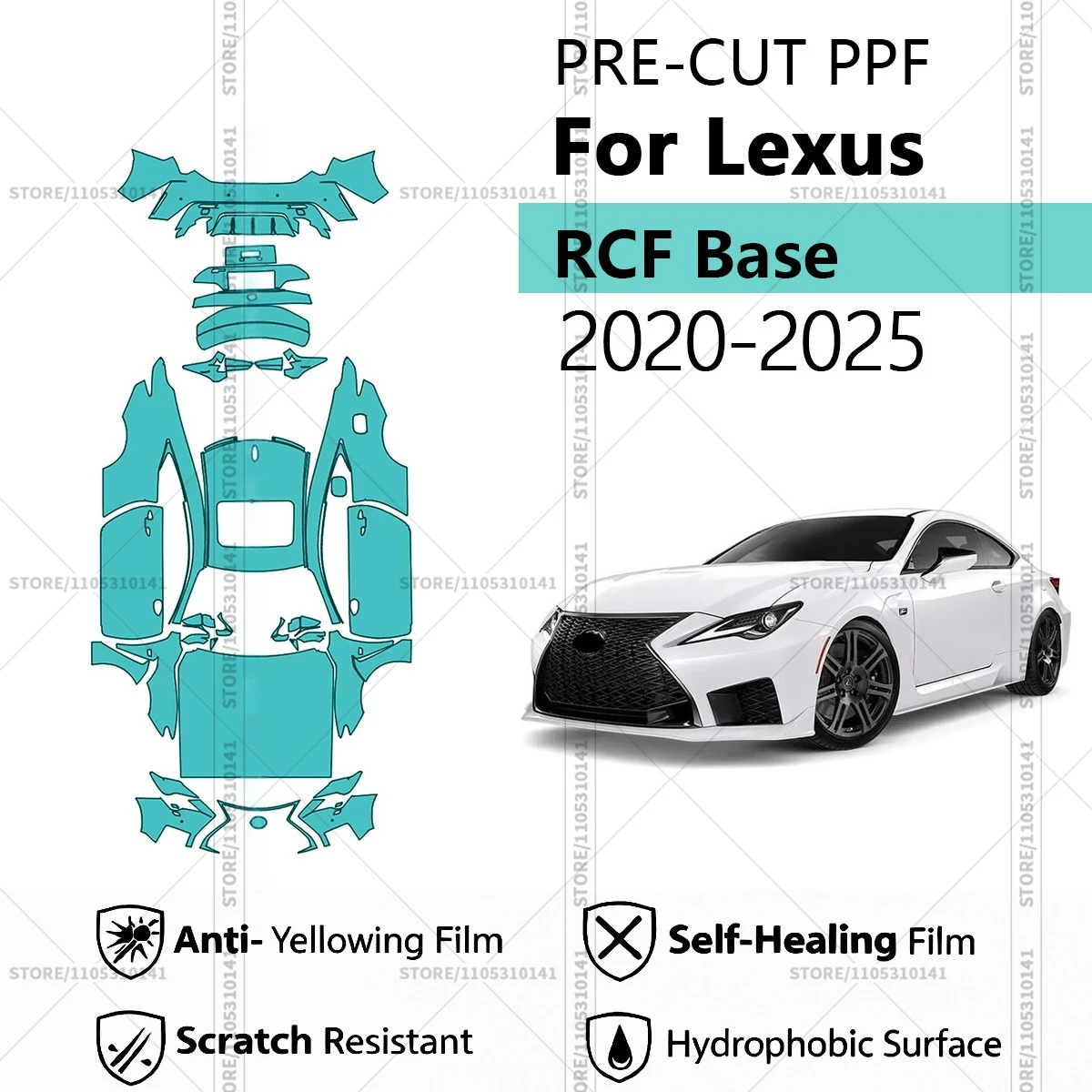 For Lexus RCF Base 2020-2025 Pre-Cut Paint Protection Film PPF Transparent Car Film Professional Automotive PPF Full Vehicle