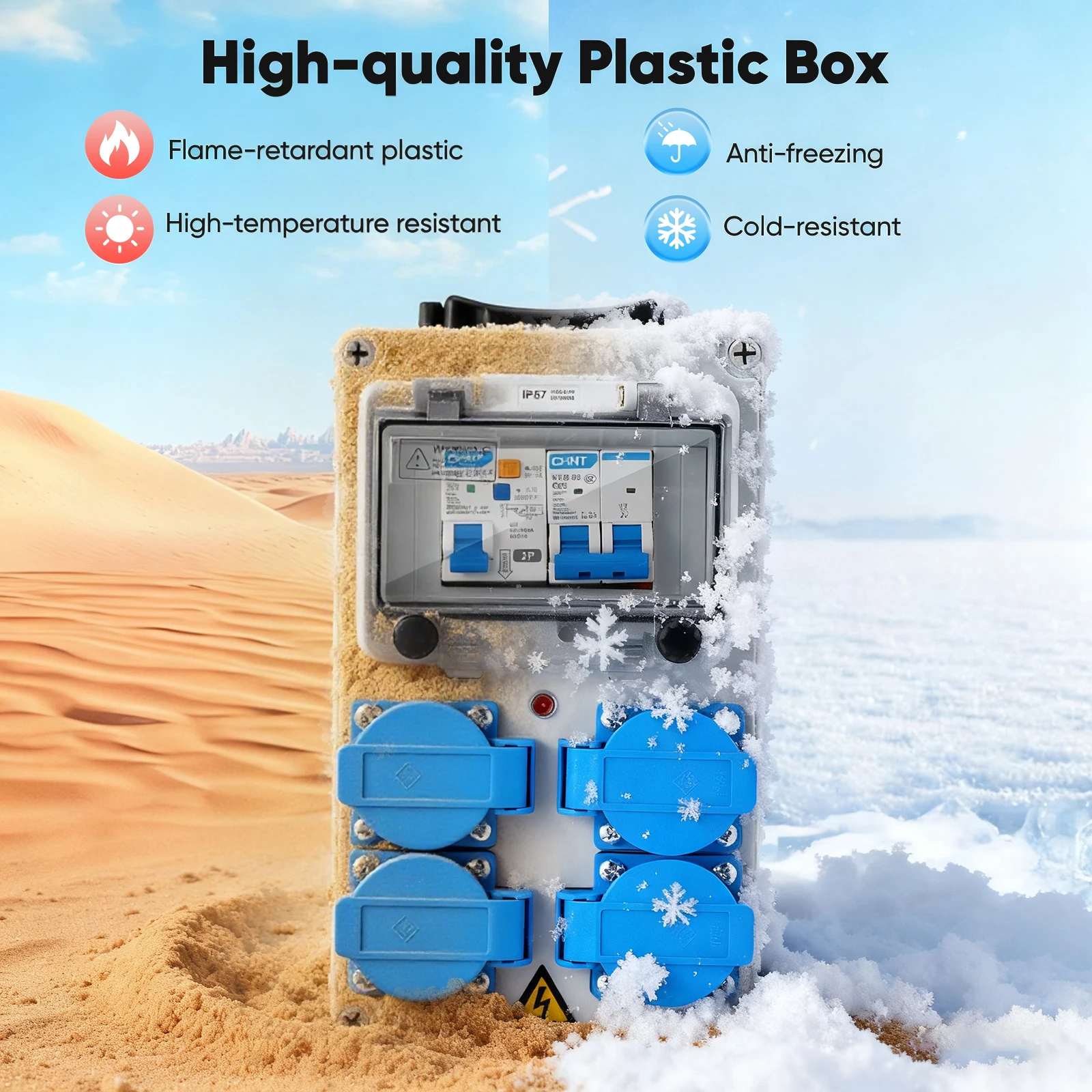 Quadro di distribuzione dell'energia precablato IP67 impermeabile e antipolvere con uscita 220V, facile da installare per uso esterno e interno