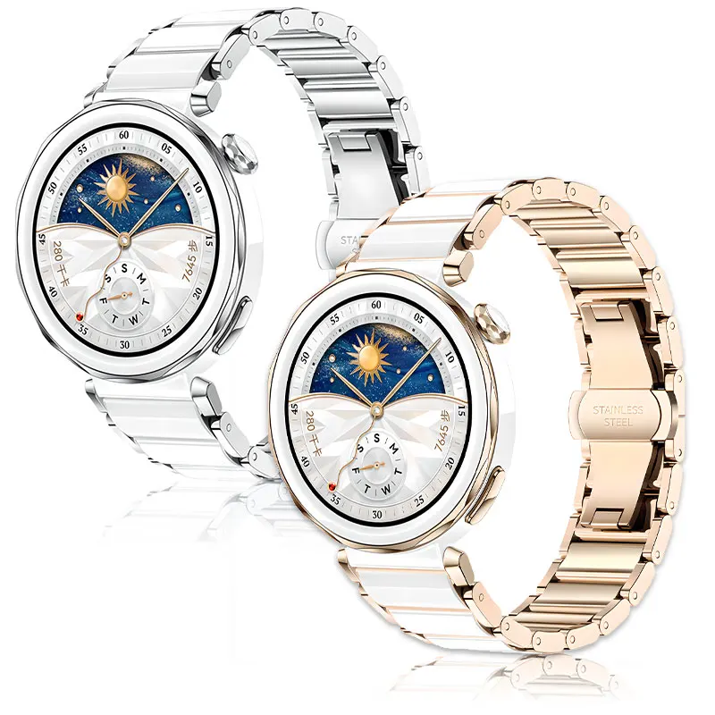 

Керамический + металлический ремешок 18 мм для Huawei Watch GT5 Pro 42 мм GT5 41 мм Роскошный браслет Correa для Huawei Watch GT4 41 мм Аксессуар-ремешок