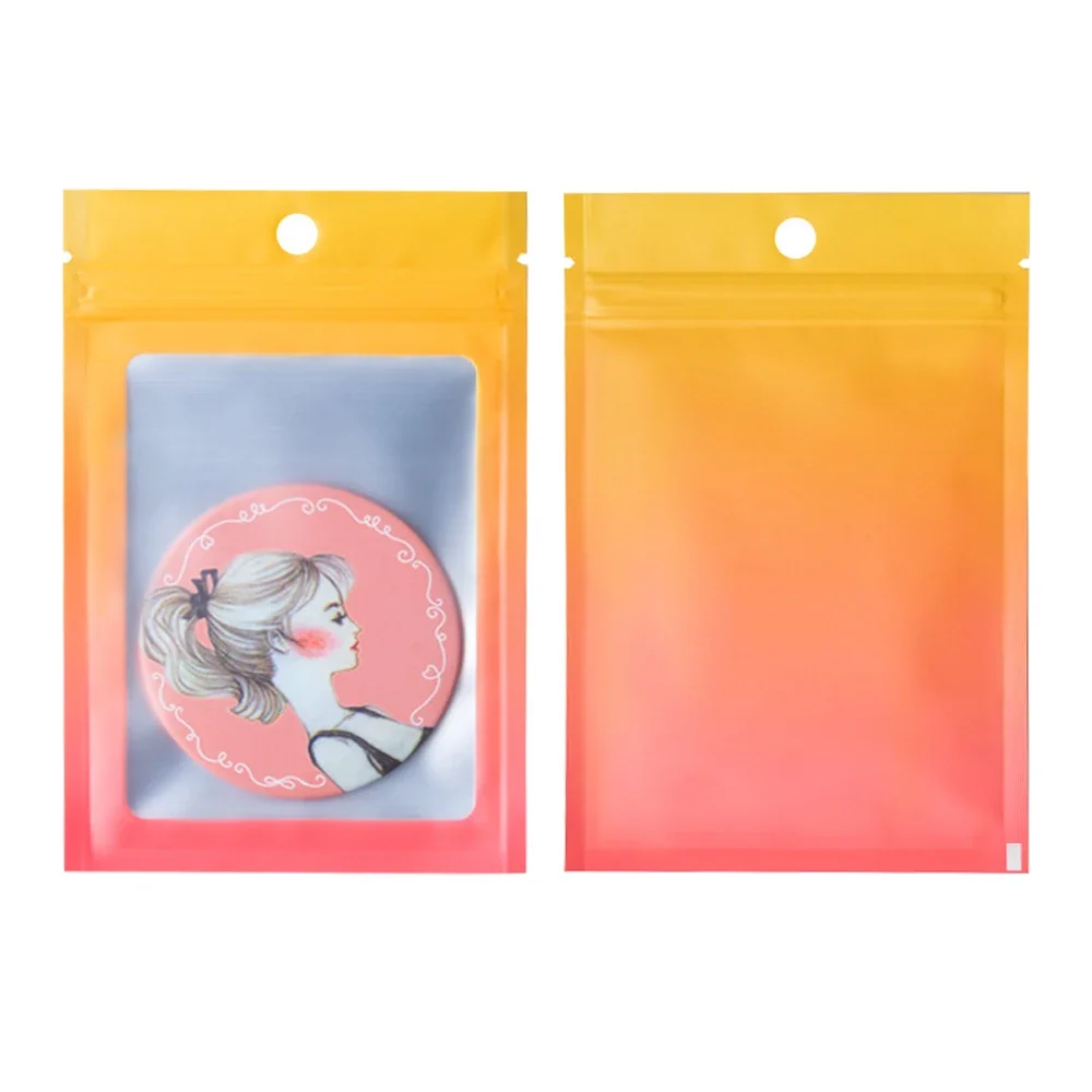 100Pcs Mylar Bag with Clear Window Zip Lock Plastic Bag Resealable Zipper Packing Bags for Jewelry Gift Food Storage