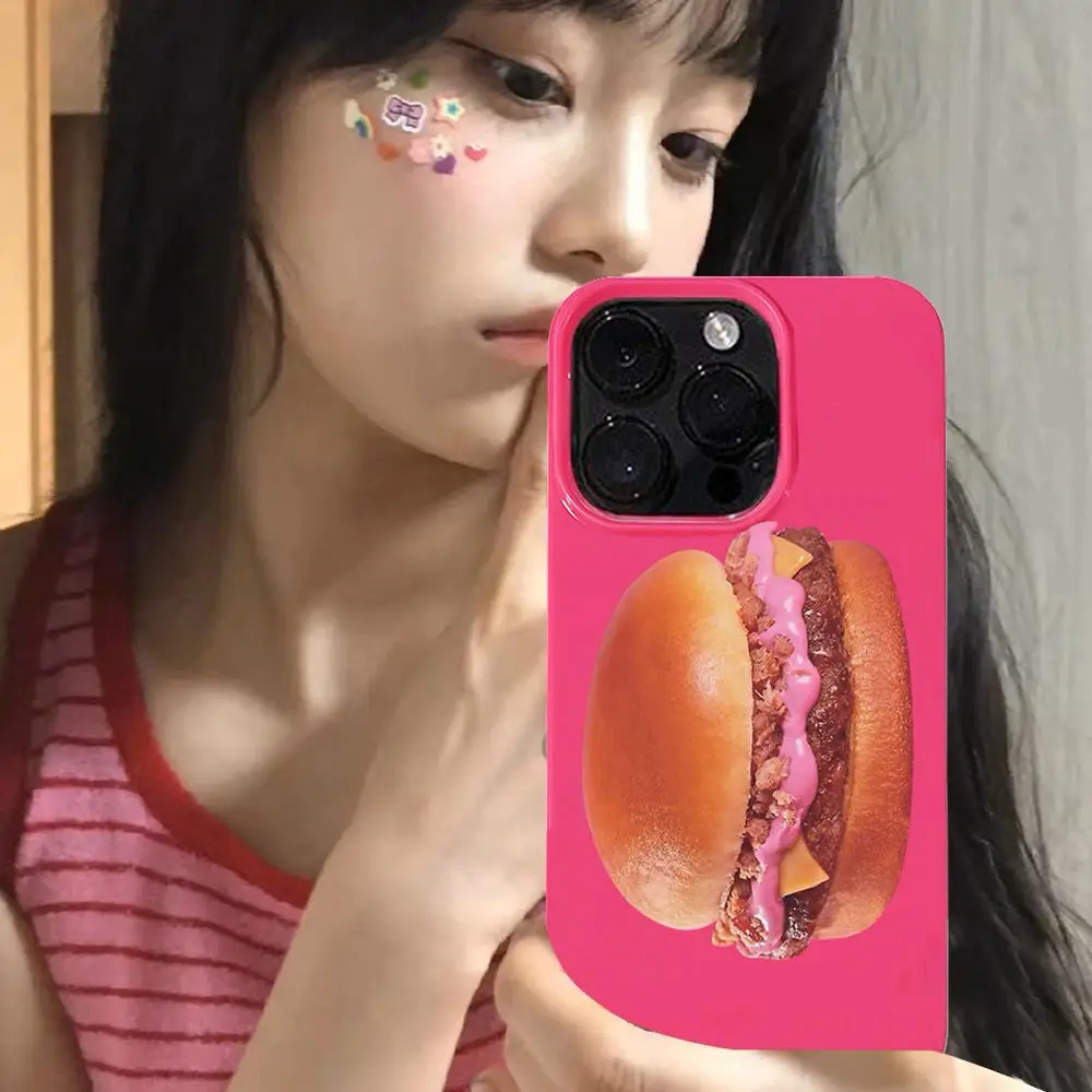 Instagram Spice Burger Phone Cases for IPhone 11 12 13 Pro Max for IPhone XR XS Korean Retro Phone Case For Women Fashion New