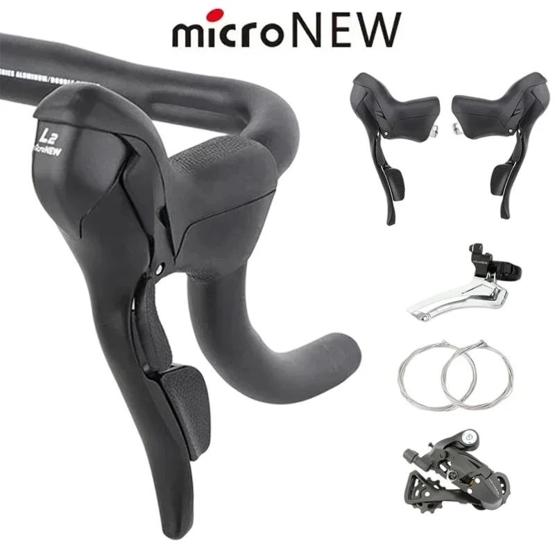 

MicroNEW Road Bike Dual Control Lever Shifters: 2x10 - 3x10 Speed Brake Lever, Compatible with Shimano Derailleur