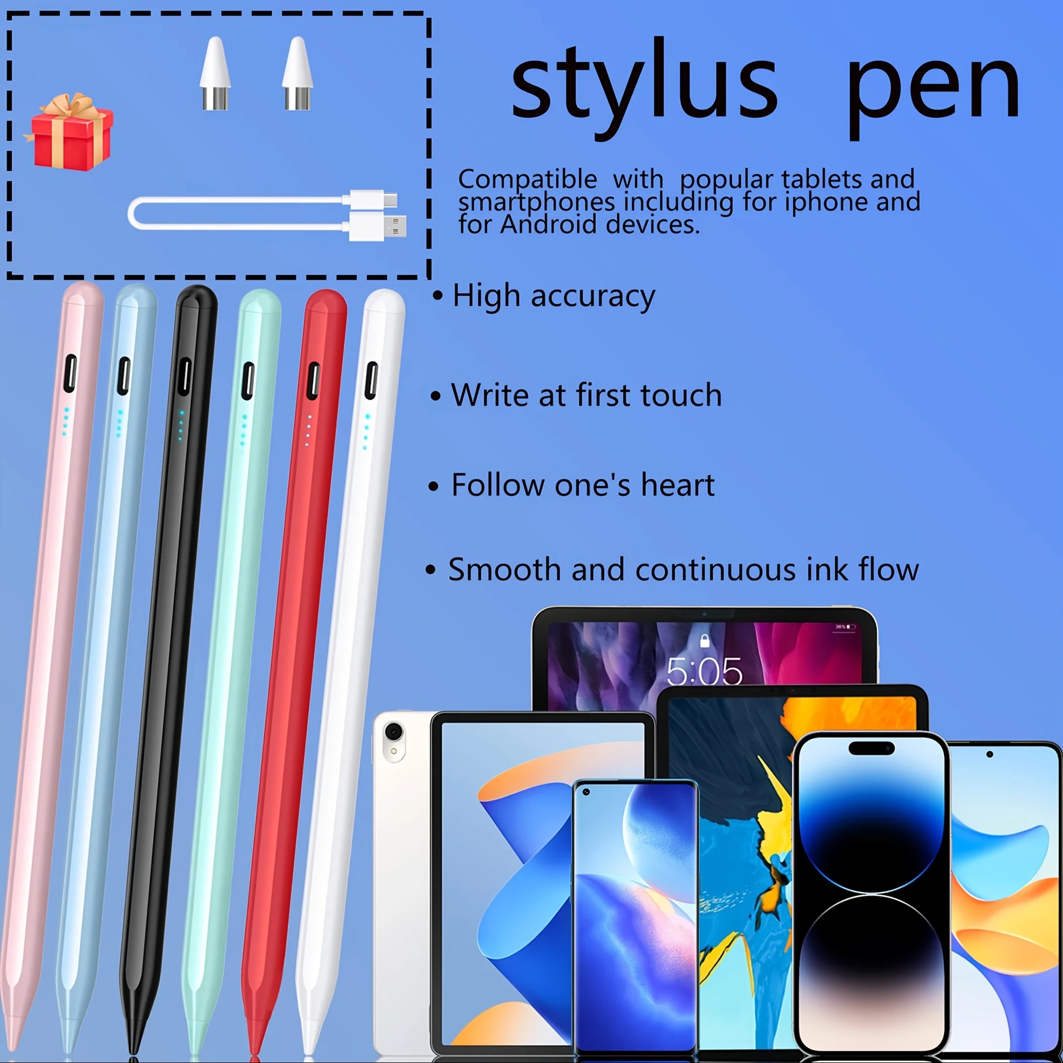 Capacitive Pen For Samsung Pad Galaxy Tab A9 S9 FE+ A7 A8 S6 P610 X202 S7 Screen Touch Pen For Huawei Xiaomi Android Lenovo