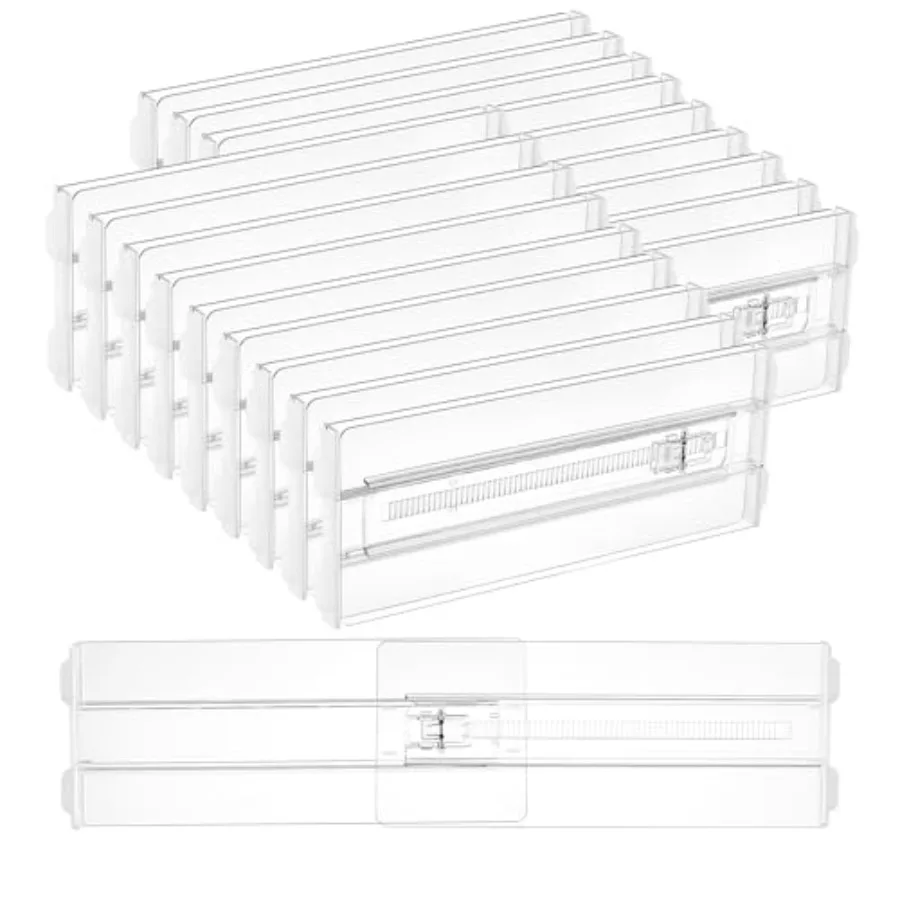 

Набор из 1 разделителя для ящиков для одежды, регулируемый по высоте (10,2-16,5 дюймов), расширяемый органайзер для комода, прозрачные пластиковые разделители