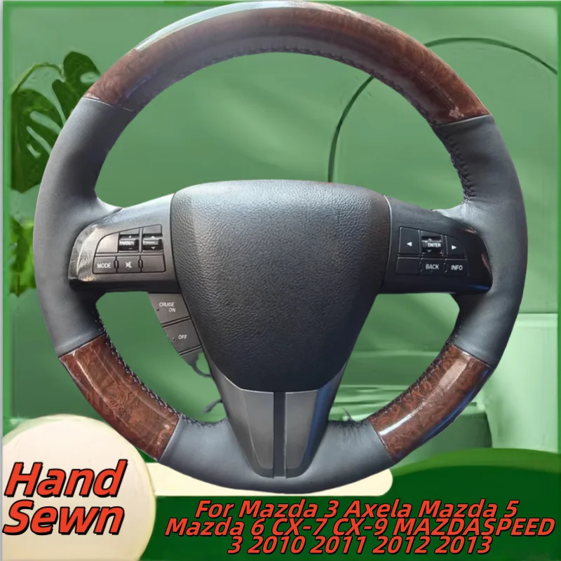 

Car Steering Wheel Cover Hand-Sewn Genuine Leather For Mazda 3 Axela Mazda 5 Mazda 6 CX-7 CX-9 MAZDASPEED3 2010 2011 2012 2013
