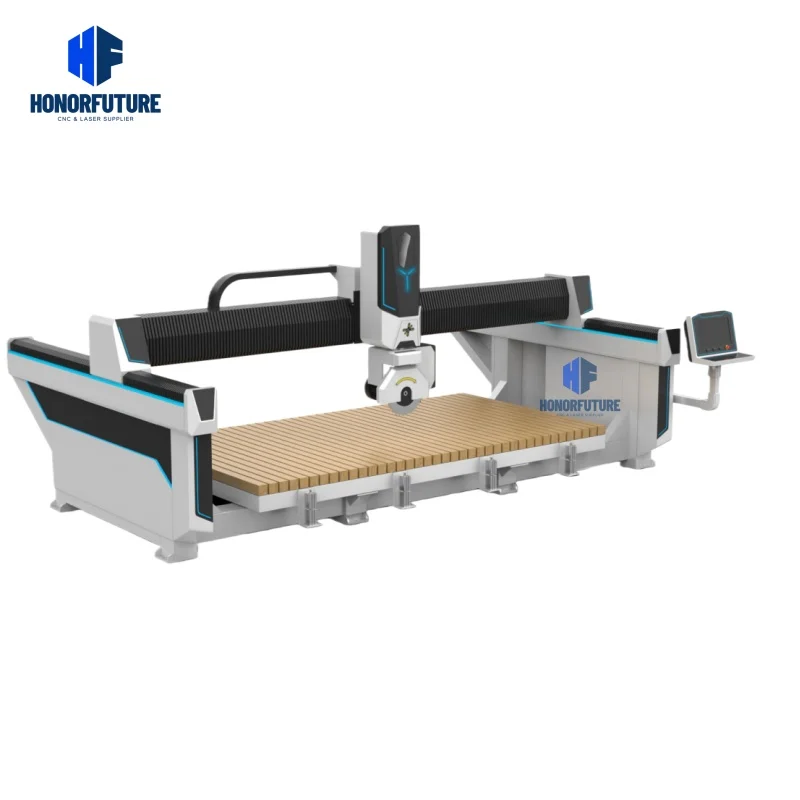 4th Axes 5 Axis Cnc Bridge Saw Stone Block Slab Marble Cutting 3d Stone Carving Machine Price