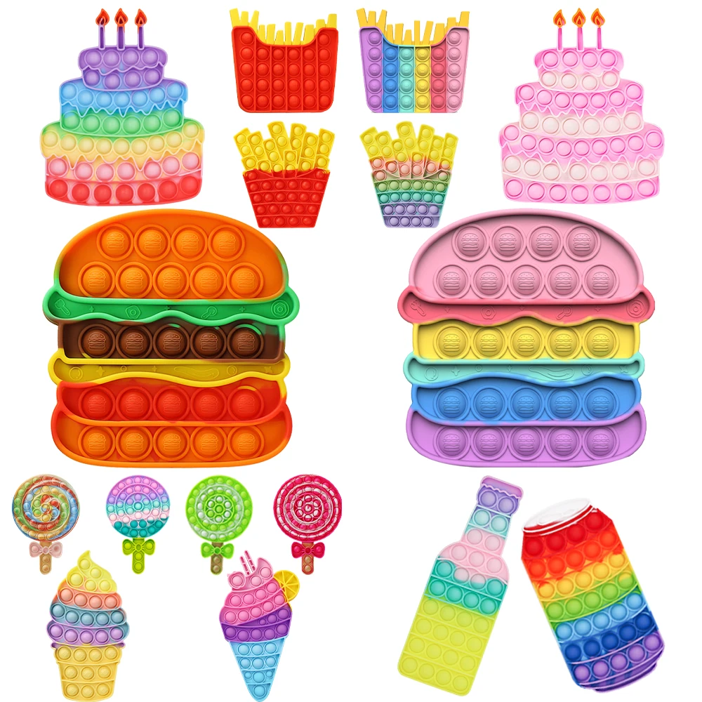 Push Bubble Toys Fidget Sensory Toy Stress Relief Toys Pack for Kids Adults Rainbow Anti-Anxiety Tools Office Stress Relief Toys