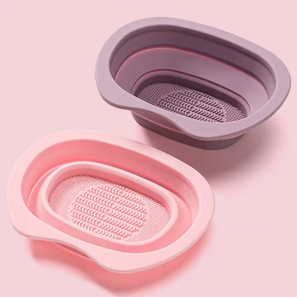 Silicone Folding Wash Bowl Washable Odorless Makeup Brush Cleaning Bowl Easy To Clean Reusable Makeup Brush Cleaner Pad