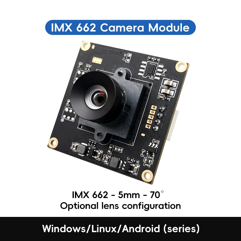 IMX662 Sensor USB Camera Board 1080P 60fps UVC 38x38mm PCB Optional Lens 30 to 220 Degree OTG for Machine Vision Smart Terminal