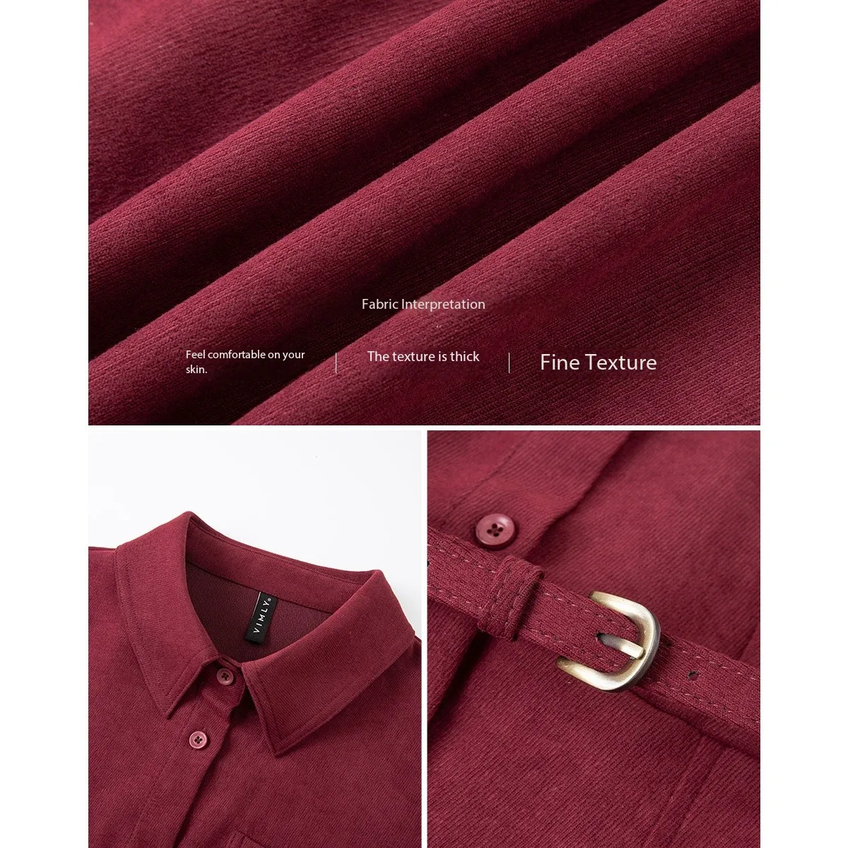 VIMLY Woman Red Long Dress French Style Turn-down Neck Sashes Dresses 2025 Autumn Vintage Button Straight Ladies Dress A2790