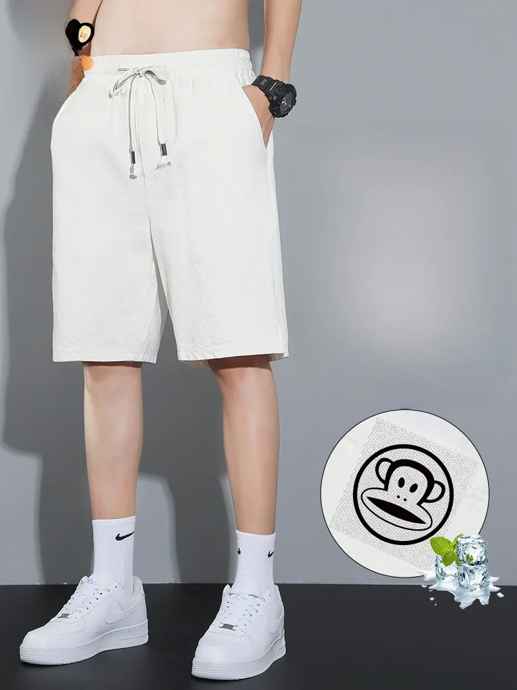 

Летние тонкие хлопковые спортивные брюки PaulFrank, мужские повседневные свободные прямые шорты с вышивкой логотипа Monkey, длина до колена.