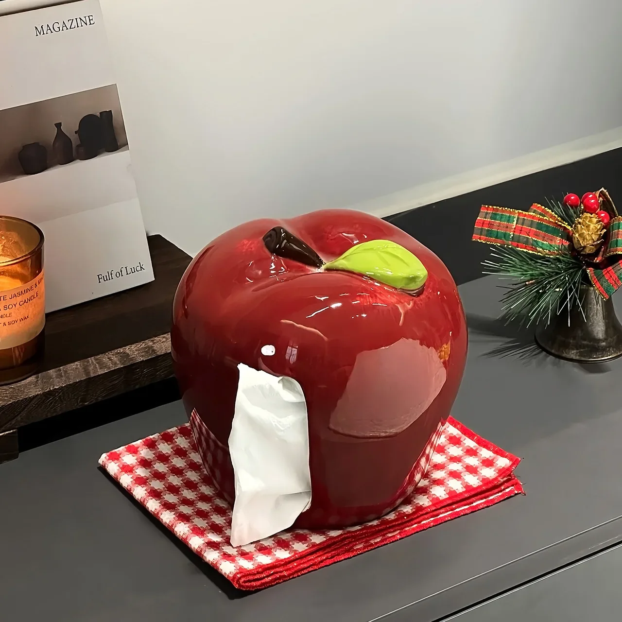 

CX apple cartoon ceramic tissue box household living room desktop creative pumping carton household