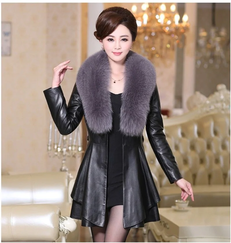 韓国女性用コットンフェイクレザーアウター2025レディース大きいサイズ5XLレザーウィンドブレーカー冬用女性ミディアム丈PUレザートップ