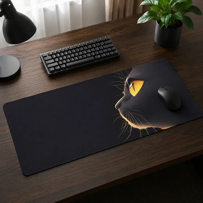 Mouse Pad Golden Eye Black Cat Gaming XL Computer Home HD Mousepad XXL Mousepads Office Non Slip Soft Laptop Table Mat