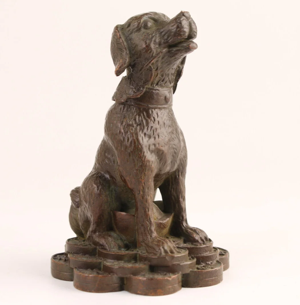 Rare chinese copper hand casting seat dog statue figure table decoration Art