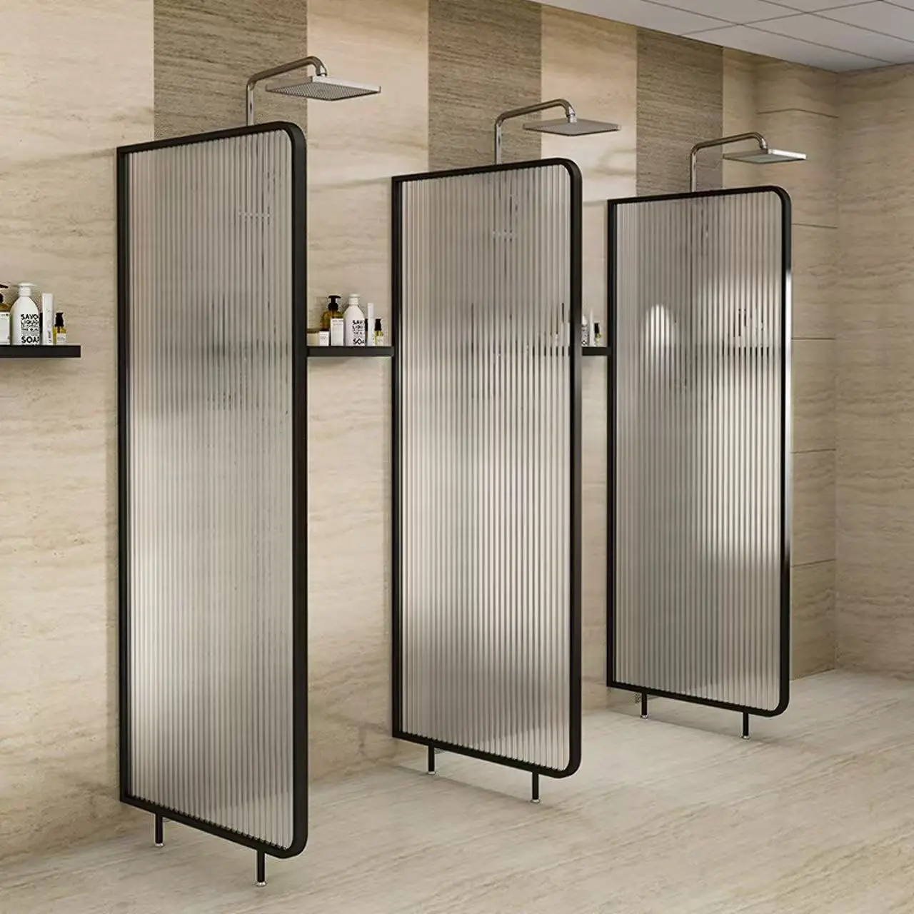 Public restrooms, bathhouses, shower rooms, tempered glass covers, swimming pools, stainless steel screen partition walls