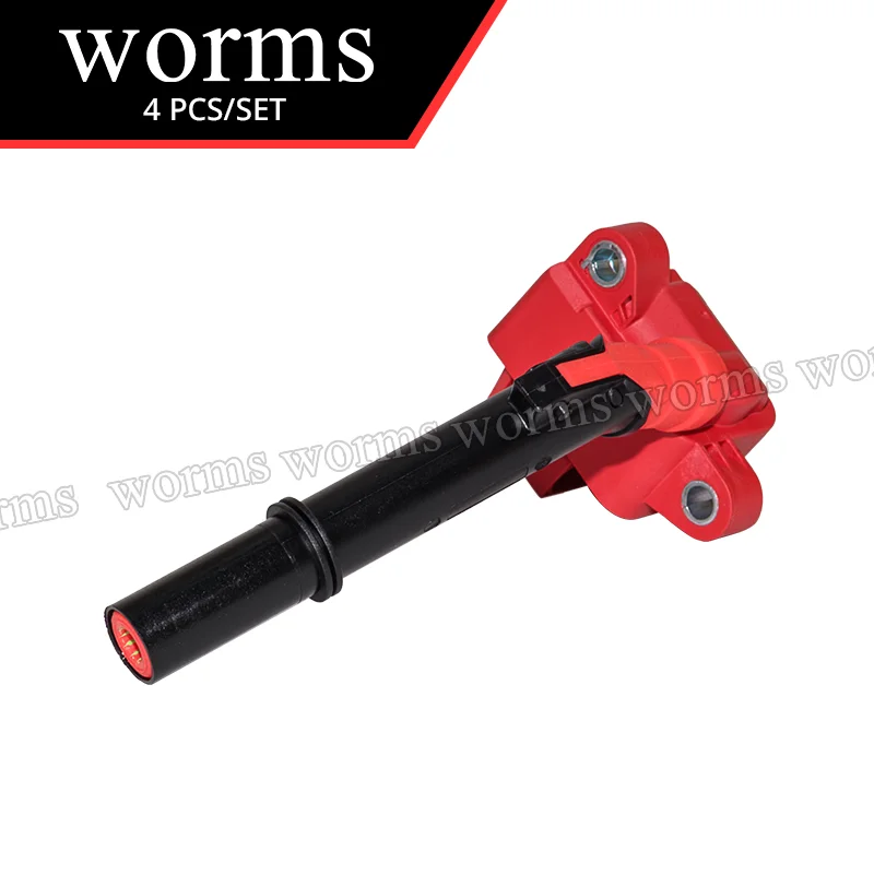 เวิร์มส์คอยล์จุดระเบิดประสิทธิภาพสูงเรซซิ่ง 4 ชิ้นชุดสำหรับเมอร์เซเดส C260 C300 E300 CLA260 2.0L 2649060200
