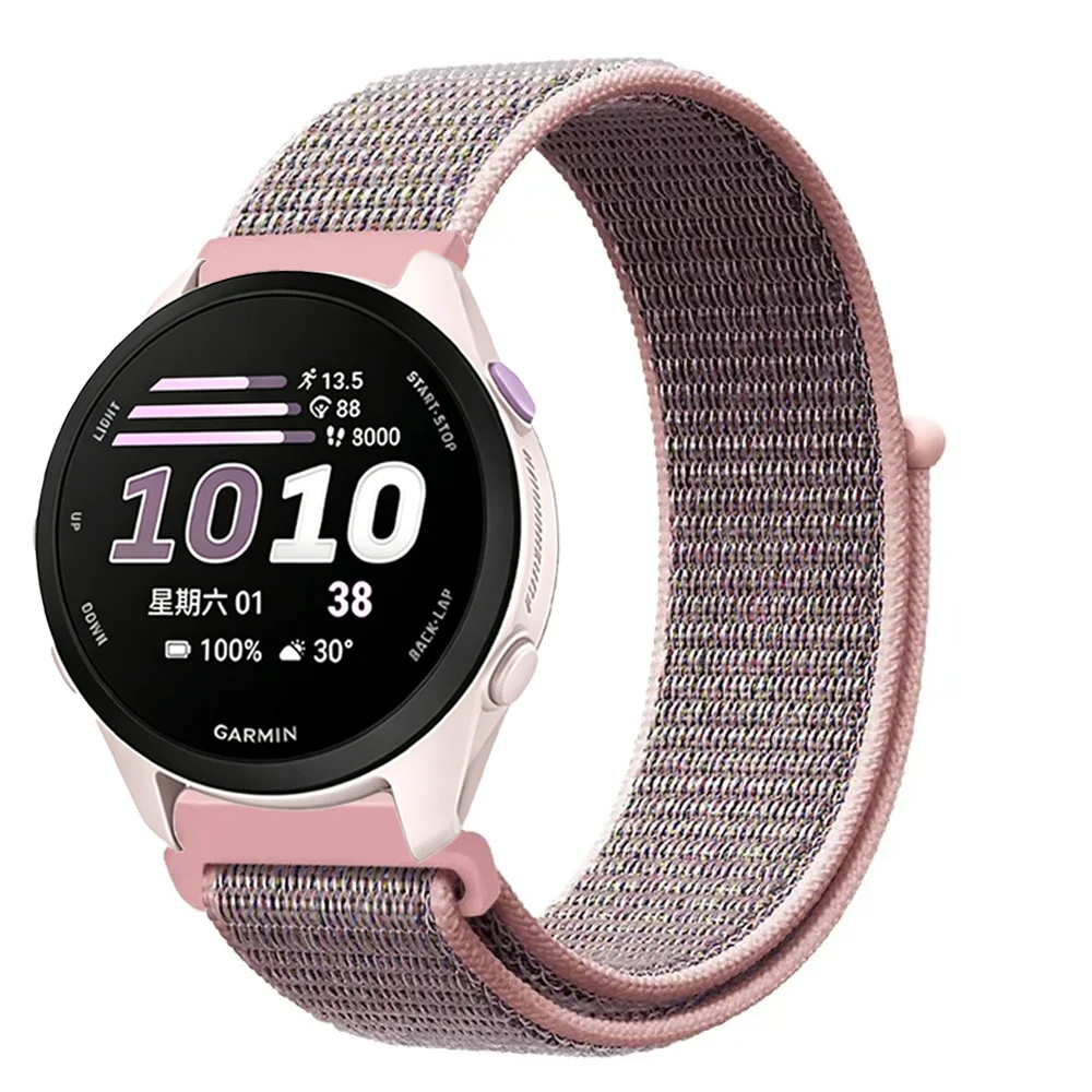 20mm 22mm Nylon-Schlaufenarmband für Garmin Forerunner 170 70 970 570 165 55 Sportarmband Garmin Active 6 5/Venu 4 45mm Correa – Detail 3