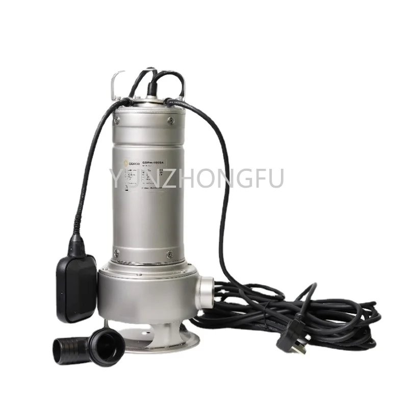 0.75HP stainless steel sewage pump waste water pump 220v  submersible sewage pump with float switch