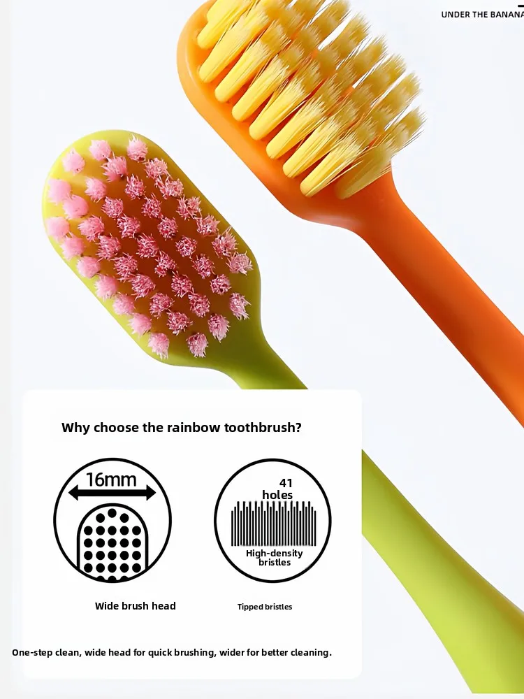 benefruit-rainbow-toothbrushes-wide-head-gum-protection-home-use-gift-box-set-of-12-adult-oral-care-soft-bristles-pbt-material