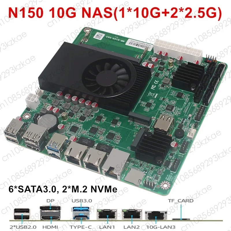 10G NAS Motherboard I3-N305 N150 N100 6-Bay 1*10G 2*2.5G I226-V 2*NVMe 6*SATA3.0 1*DDR5 Firewall Security ITX Mainboard