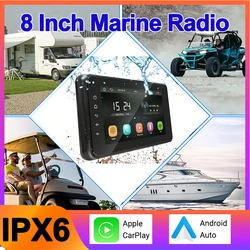 8 Inch Waterproof IP6X Marine Multimedia Player with Wireless CarPlay Android Auto Perfect for Marine ATV Boat Golf Cart