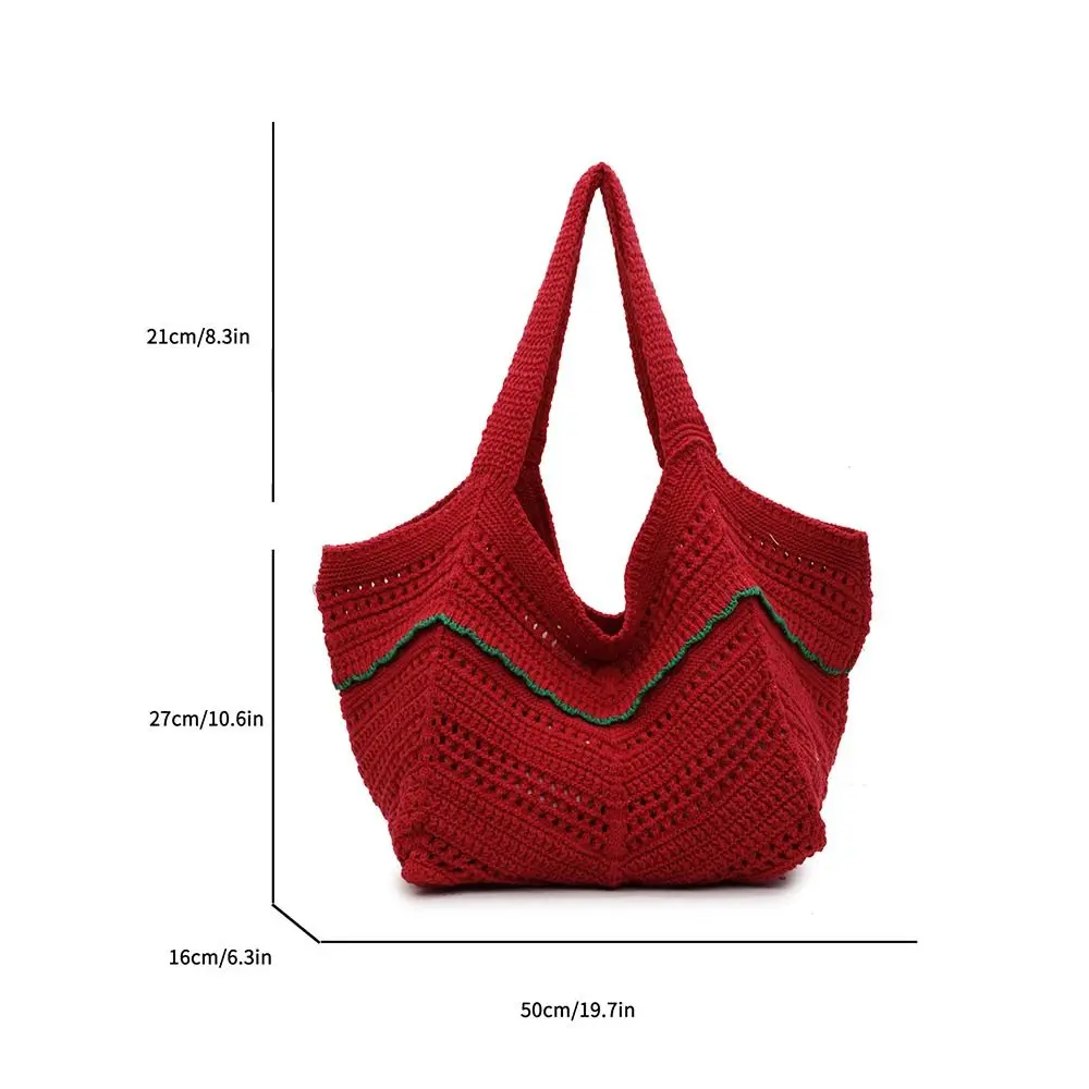Neue handgemachte Häkeltasche Boho Hohl gestrickte Einkaufstasche Freizeit große Kapazität Weben Umhängetasche Reisen