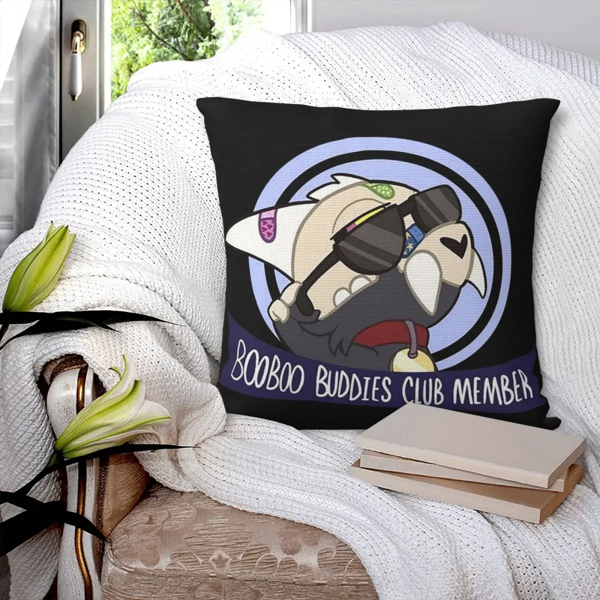 BooBoo Buddies Club Member Square Pillowcase Pillow Cover Polyester Cushion Decor Comfort Throw Pillow for Home Bedroom