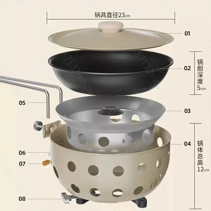Camping Gas Stove with Non-stick Pan Windproof Portable Camping Picnic Gas Stove for Outdoor Hiking Cooking