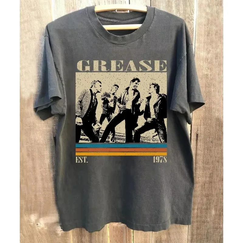 Retro Comfort Color T-shirt Summer Men's and Women's Loose Breathable T-shirt Top Grease Movie T-shirt