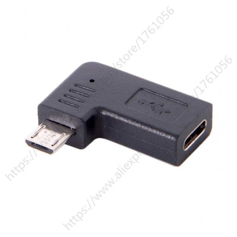 USB-C typ C żeńska do Micro USB 2.0 5Pin męski Adapter danych 90 stopni po lewej i prostopadły