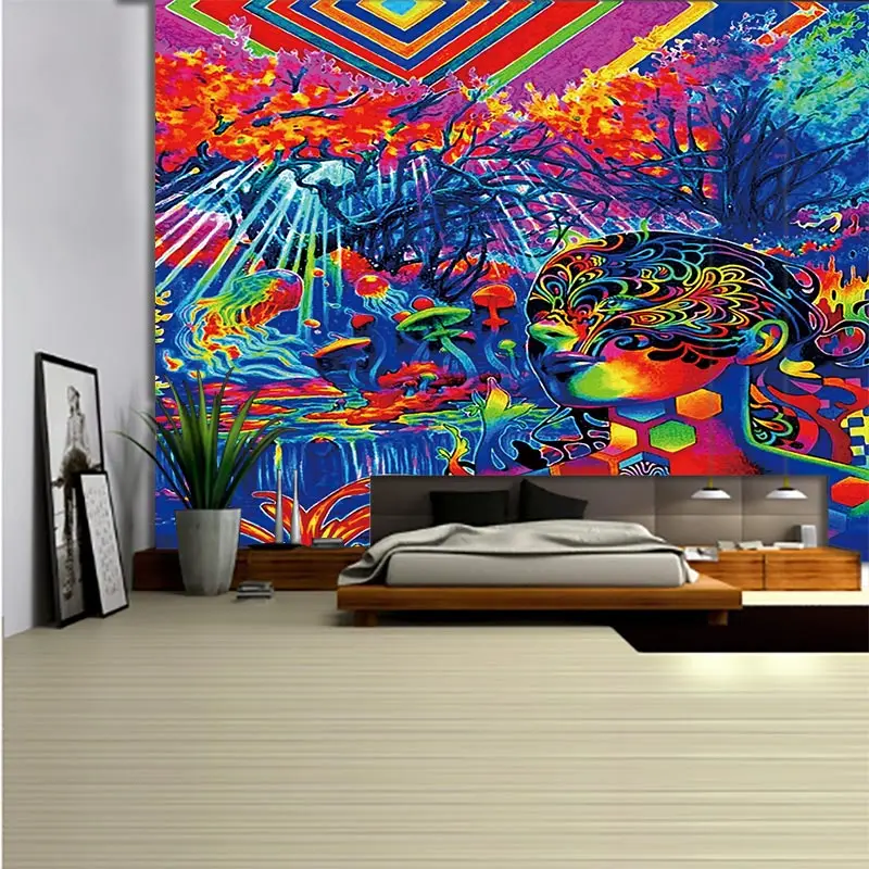 Psychedelic And Dreamy Wall Art Home House  Bedroom Masion Jardim Aesthetic Decor For 2023 Tapiz Y2k Arazzi Hanging