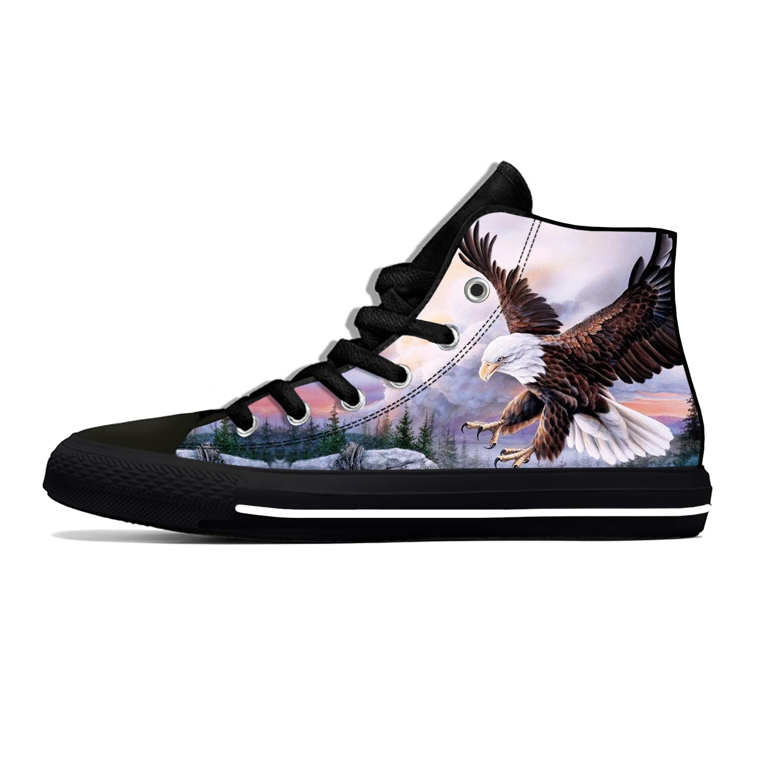 Anime 3D Bald Eagle Bird Animal Fashion Classic Casual Cloth Shoes High Top Lightweight Breathable 3D Print Men Women Sneakers