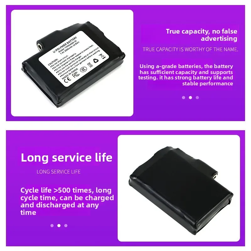 for 7.4V Heating Clothing Polymer Lithium Battery Pack 654060 2000mAh for Gloves Air Conditioner Clothing Special Soft Pack