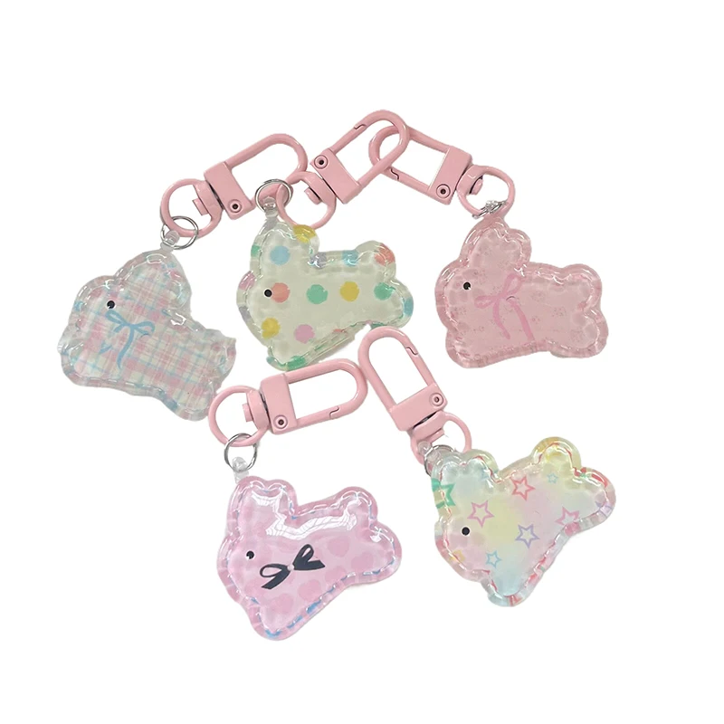 1 Pc Rabbit Keychain Sweet Cute Pink Bunny Keyring School Bag Pendant Earphone Case Hanging Decoration Accessories