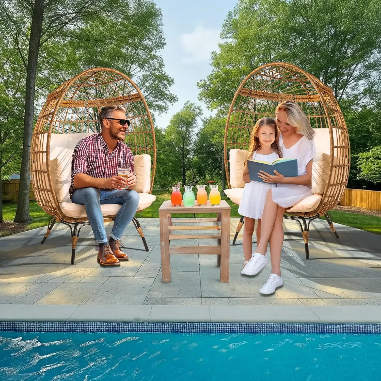 Wicker Egg Chair Outdoor - Patio Chair, Rattan Chair, Wicker Chair PE Rattan Perfect for Backyard Lounger, & Balcony, Garden