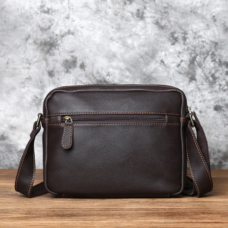 Retro Handgemachte Leder herren Schulter Tasche Erste Schicht Rindsleder Umhängetasche Umhängetasche Lässig Trend Männer Tasche 8 Zoll Ipad tasche NZPJ – Detail 6