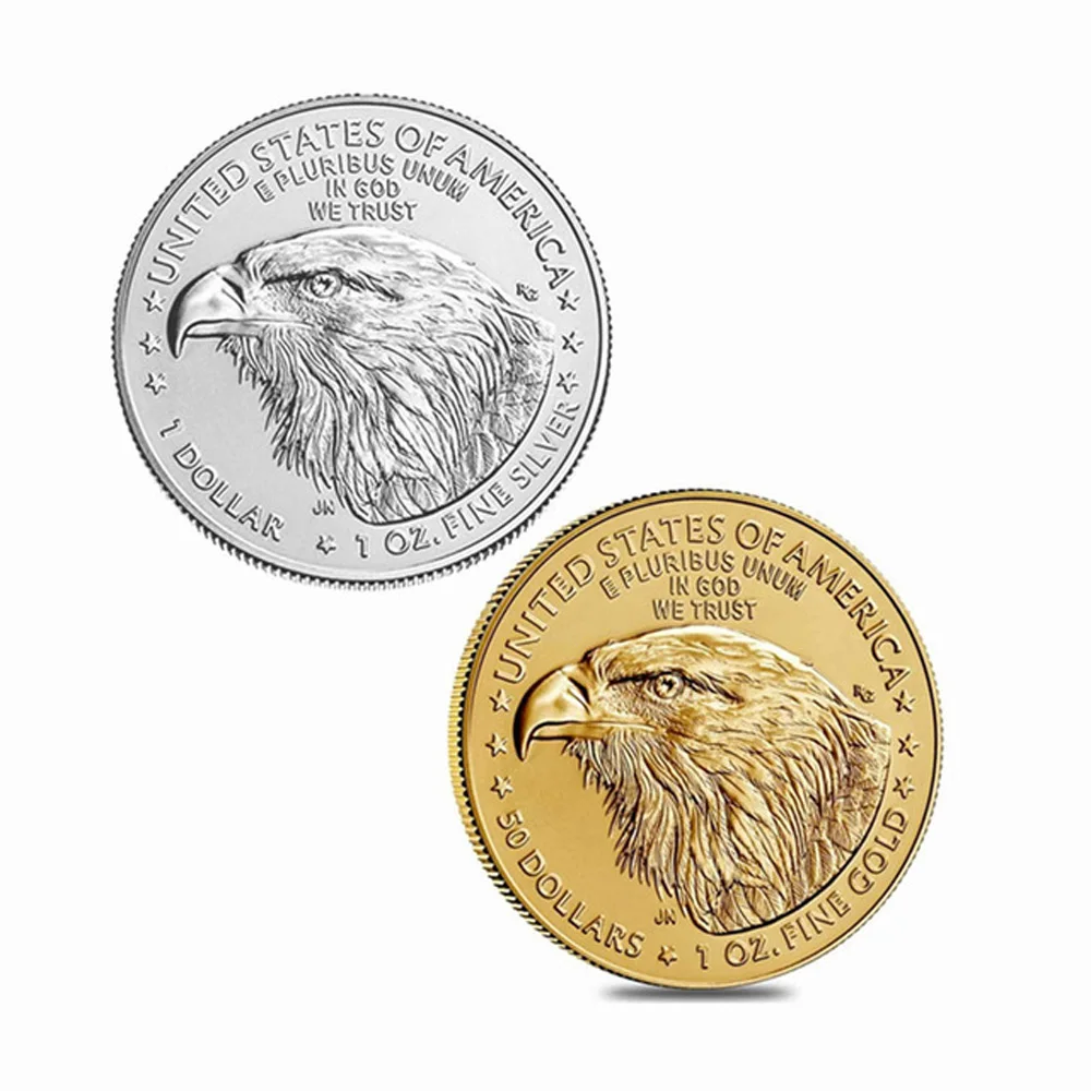 10PCS No Copy Lucky Statue of Liberty Coins American Eagle Gift Commemorative Coin Medal Silver Gold Coin Crafts Collectibles