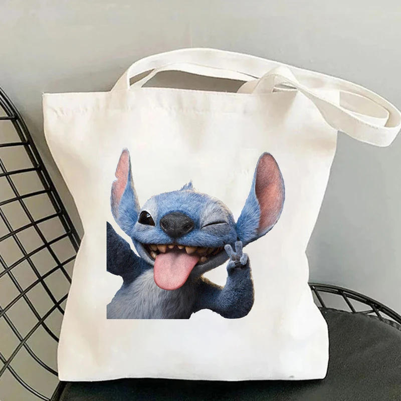 

Большая холщовая сумка Disney New Stitch, клубничная сумка на плечо, женская сумка, большая вместительная сумка для покупок, пригородная большая сумка