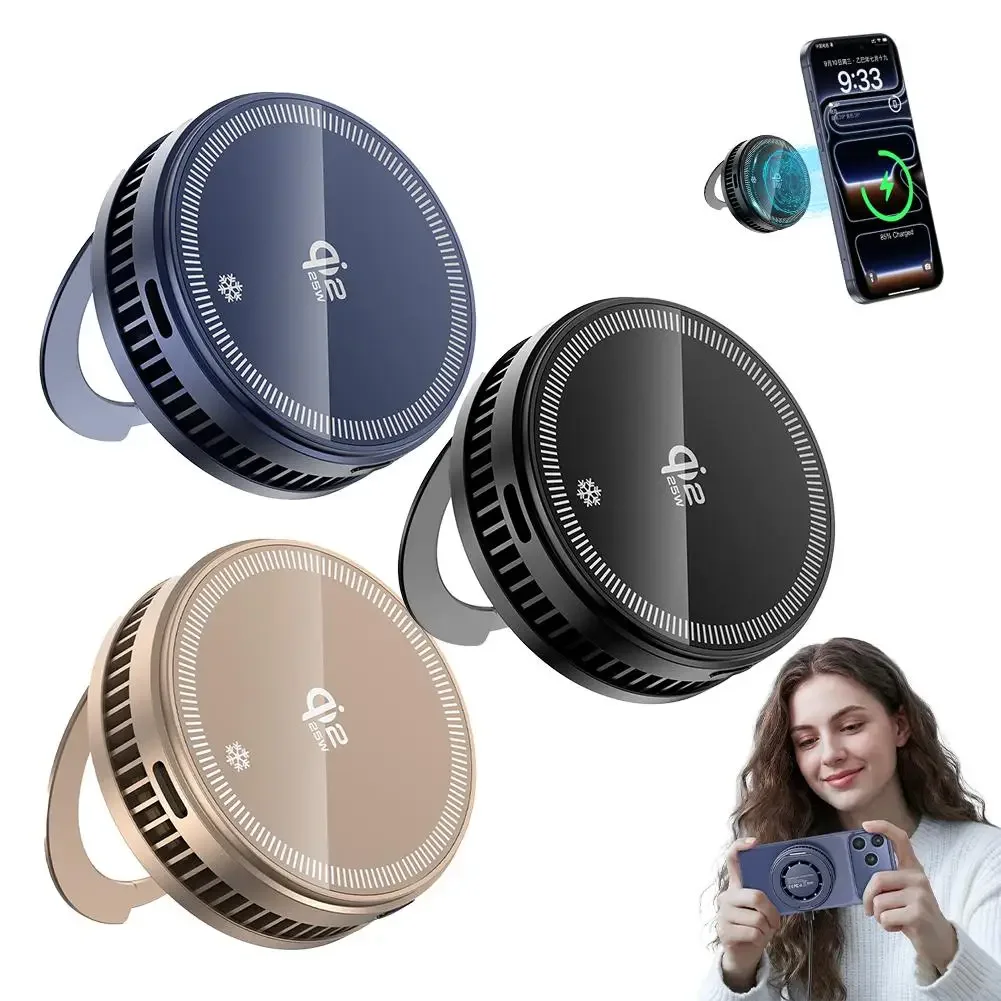 25W Magnetic Wireless Charger Phone Cooler Active Refrigeration Radiator Magnet Fast Charging Stand For iPhone Xiaomi