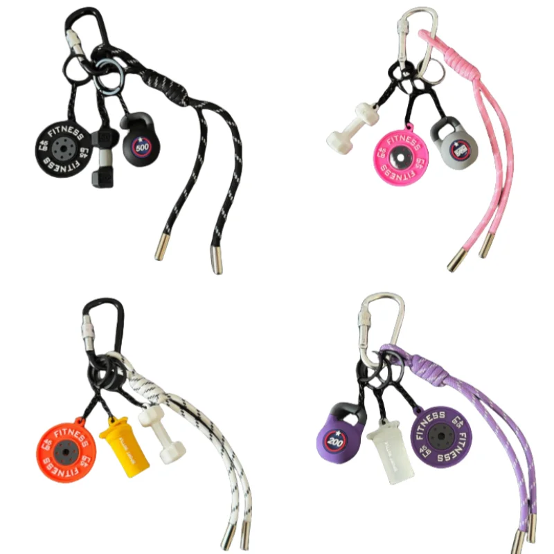 New Fashion Charm Bag Pendant Keychain Sports Backpack Pendant Cute Pink Keychain Sport Cup Dumbbell Hettlebell Key Chain