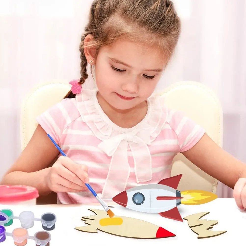 

Набор для росписи деревянных ракет (1 шт.) – гладкий, безопасный, неокрашенный, для развития воображения и практических навыков у детей