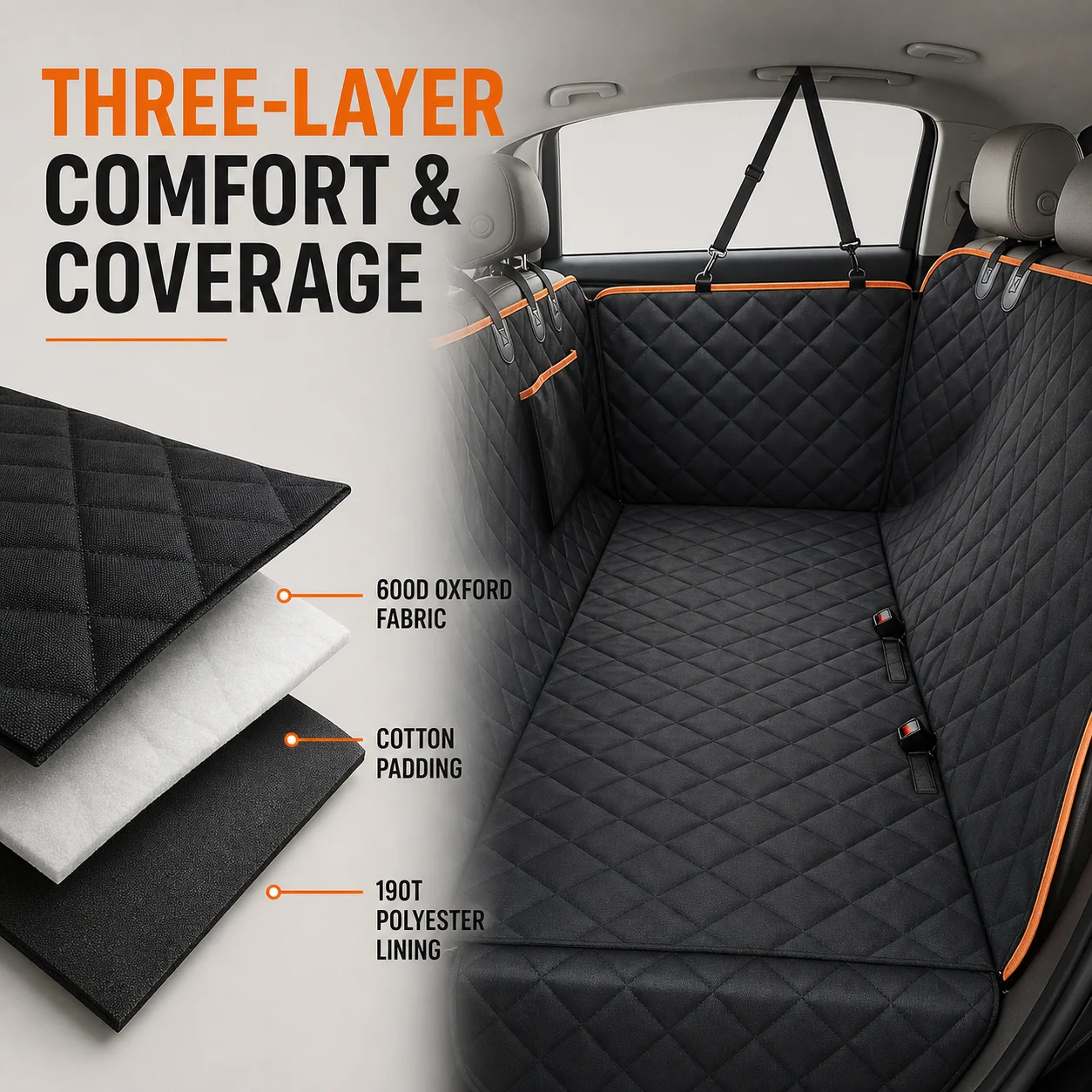 Waterproof Dog Car Seat Cover Heavy Duty 600D Oxford Pet Hammock for Back Seat Trucks SUVs Premium Quality 2026
